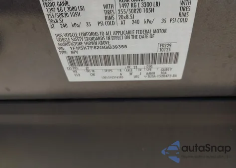 2016 Ford Explorer Limited z USA, uszkodzony, nr VIN 1FM5K7F82GGB39355